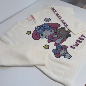 Cute Cream Sweater with Cartoon Print